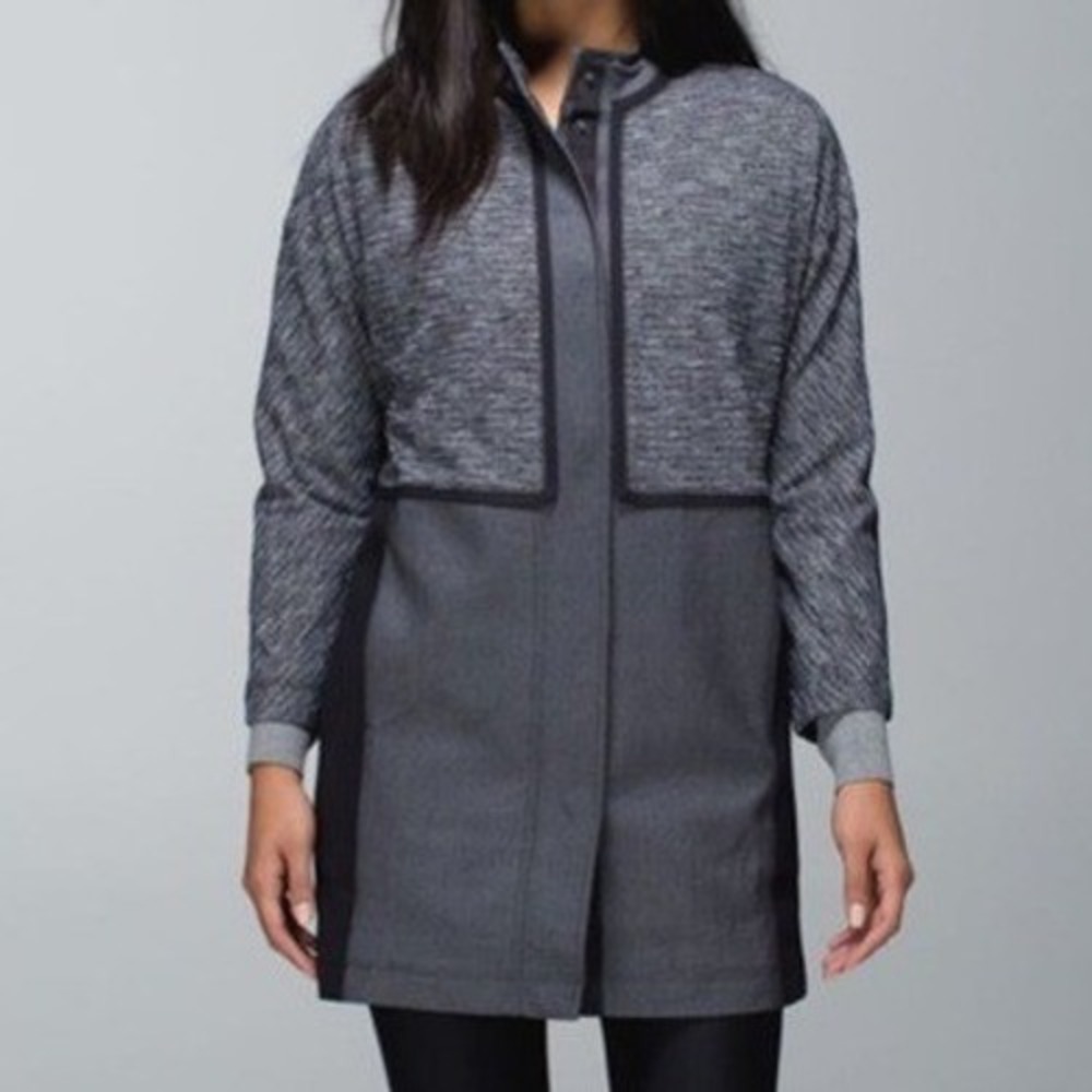 Lululemon Women's Cocoon Car Coat Black Coco Pique Black Size M Luon Long